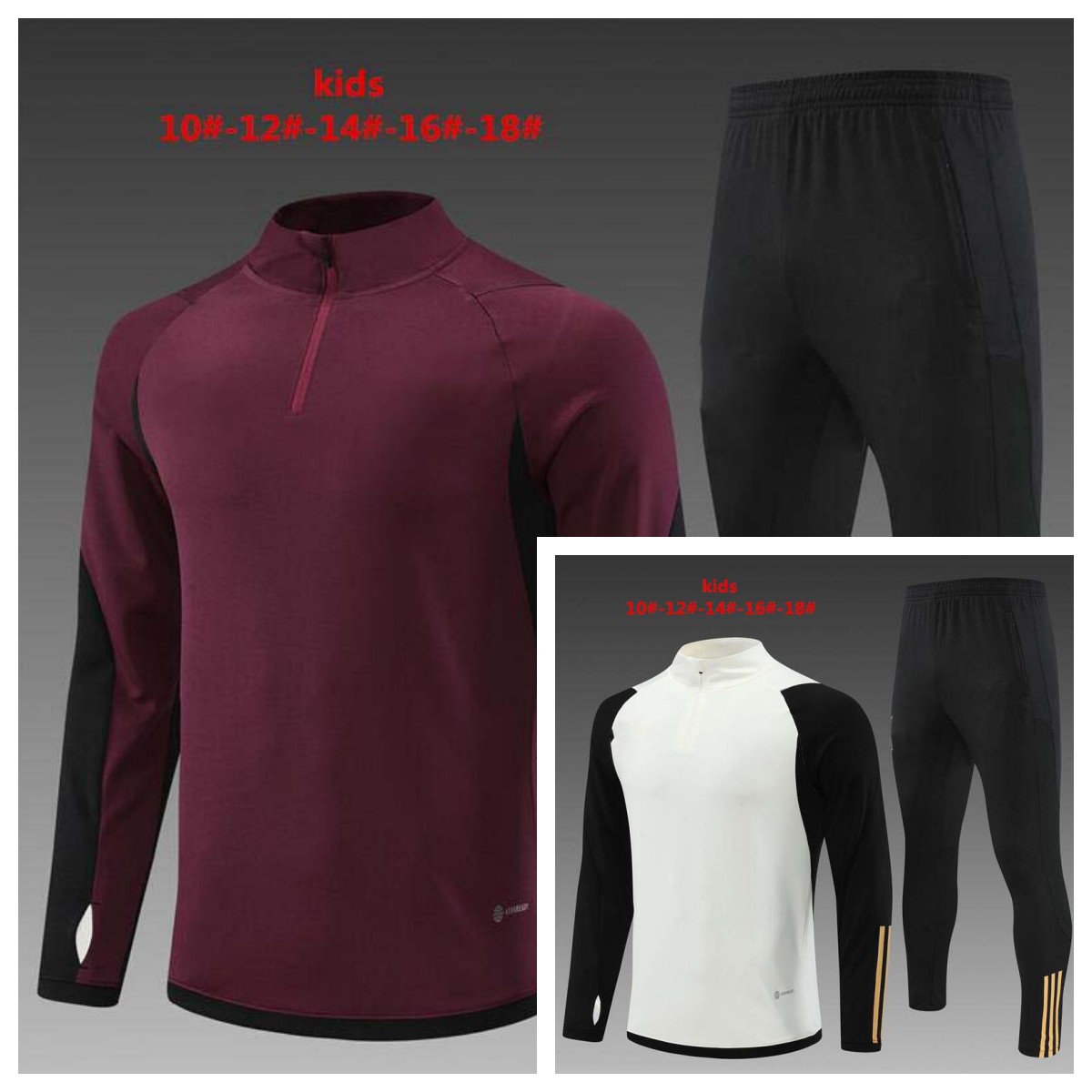 

2022 2023 Germany kids soccer jogging shirt tracksuit survetement football 22 23 soccer training suit set long sleeves full zipper jackets, White