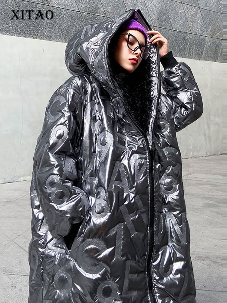 

Women s Down Parkas XITAO Women Fashion Goddess Fan Pocket Winter Split Hooded Collar Small Fresh Casual DMY1754 221206, Red dmy1754