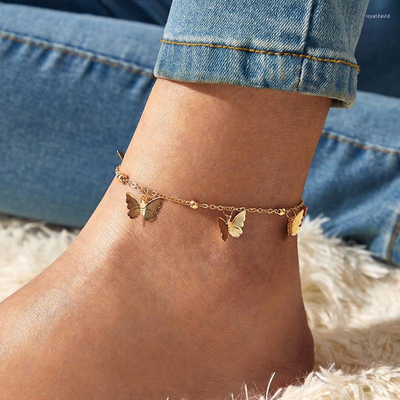 

Anklets HuaTang Trendy Butterfly Anklet For Women Charms Gold Silver Color Alloy Metal Tassel Adjustable Bohemian Jewelry 13419