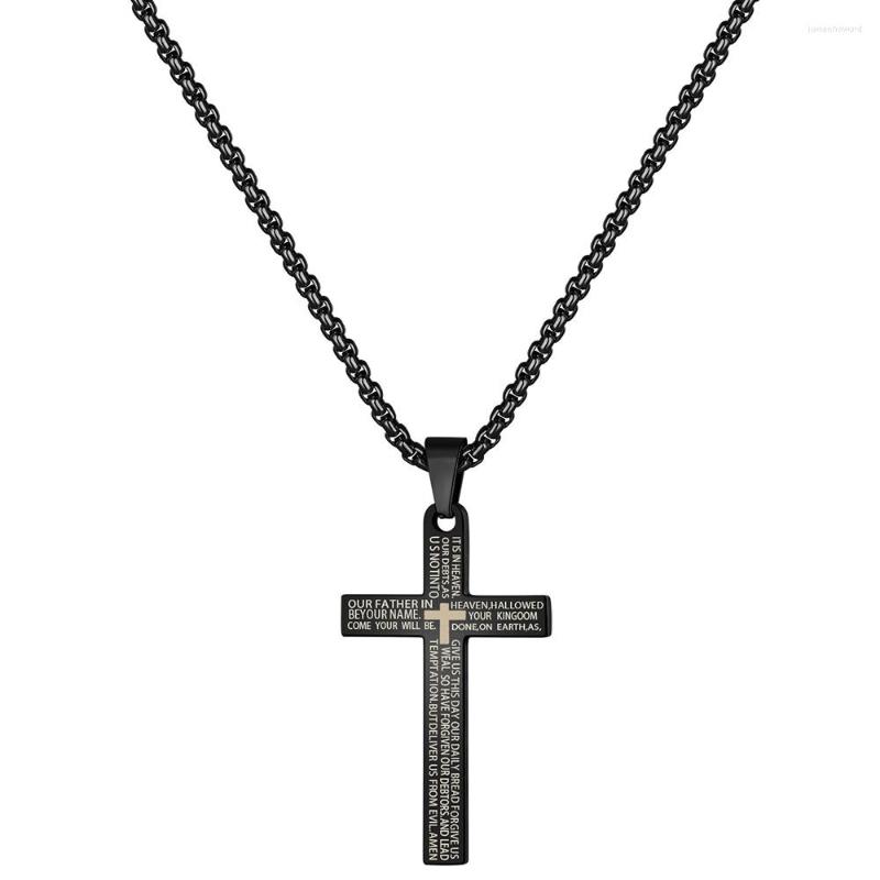 

Pendant Necklaces BOEYCJR Classic Bible Pattern Cross Necklace&Pendant Fashion Jewelry HipHop Punk Necklace For Men Or Women
