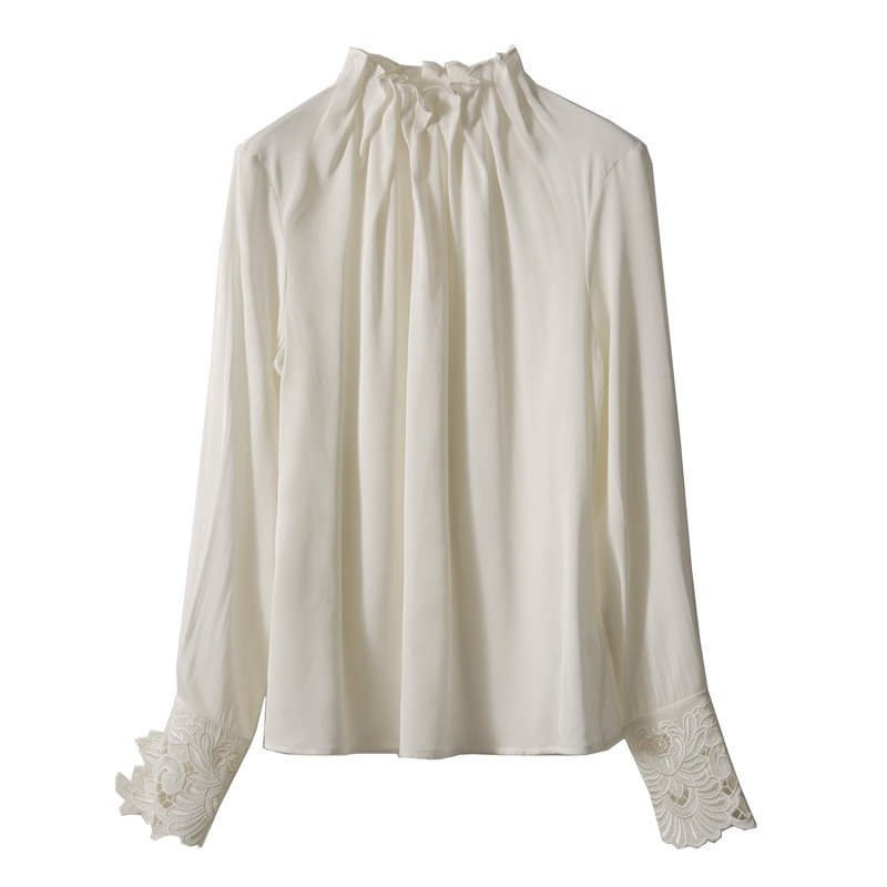 

Temperament White Lace Shirt Women's Spring and Summer 2023 New Loose Long Sleeve Draping Shirt