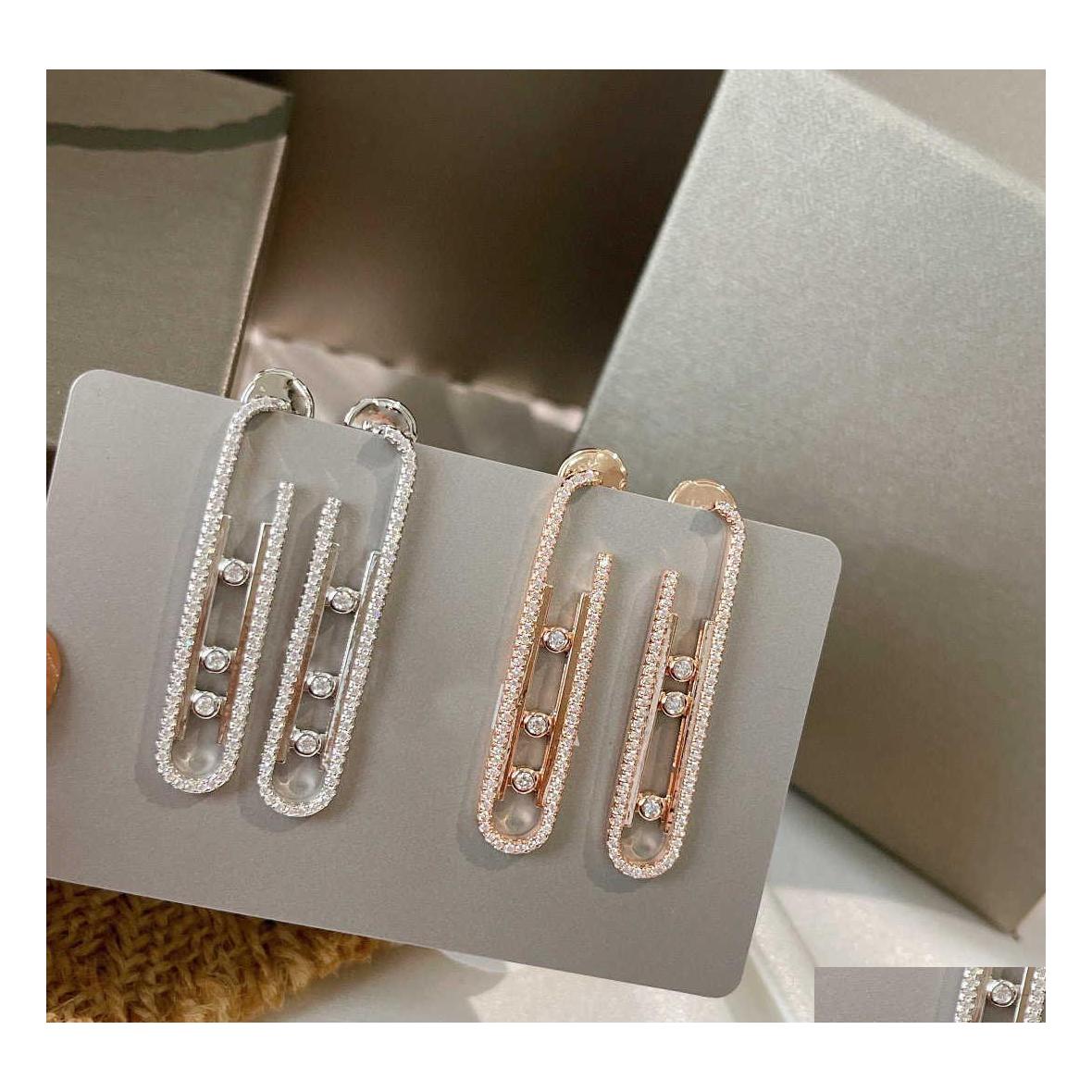 

Charm Brand Charm Pure 925 Sterling Sier Jewelry For Women Moving Diamond Sliding Rose Gold Design Wedding Party Mini Cute Size Drop Dhtm5