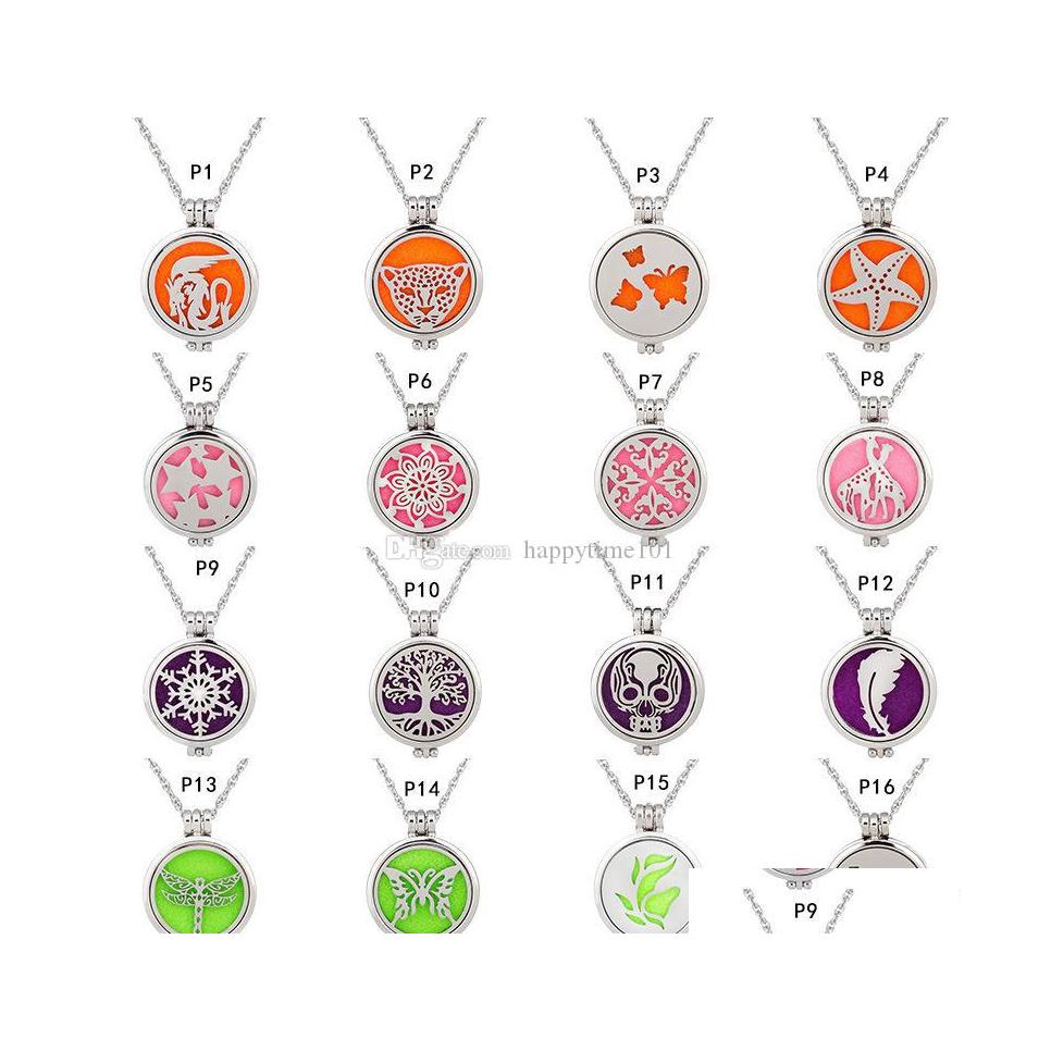 

Lockets 24 Styles Aromatherapy Essential Oil Diffuser Necklace Alloy Stainless Steel Materials Per Locket Pendant With 60Cm Chain Dr Dhflw