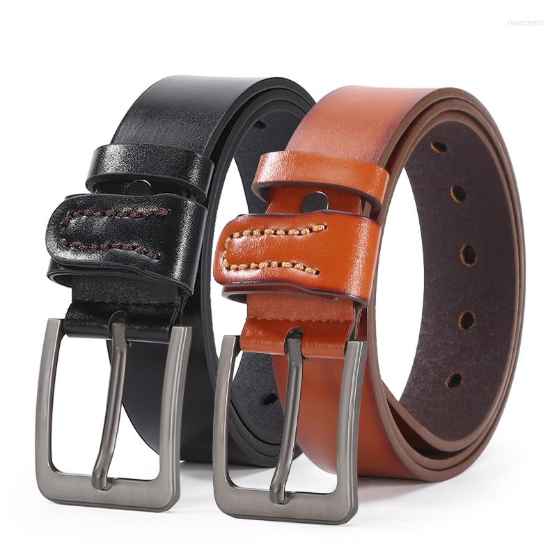 

Belts TPU Leather Belt Pin Buckle Vintage Men Fashion Strap Male Waistband Buckles Fancy For, Black