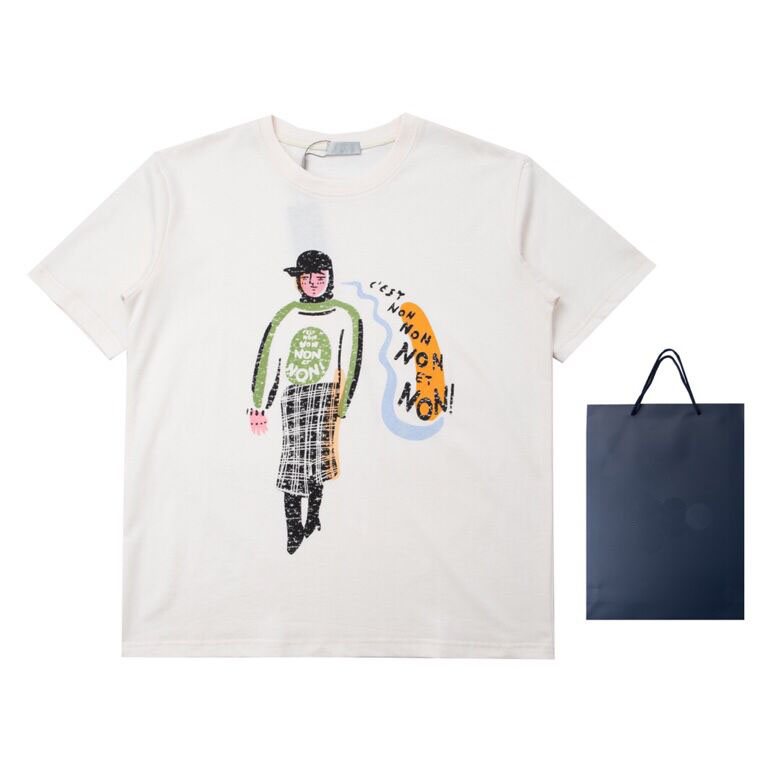 

2023 Early Spring New Alphabet Print High Street T-shirt Men's Short Sleeve Unisex Fashion Sweatshirt Women's Logo T-shirt B93E