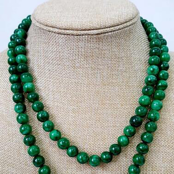 

Fashion Jewelry Green Jade 6X8mm 108 Bead Necklace Natural Jadeite