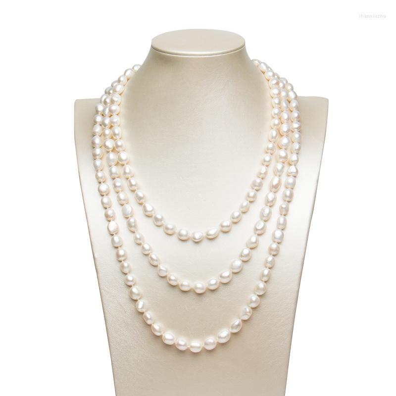

Chains Stunning 3rows 9-10mm South Sea White Baroque Pearl Necklace Women Jewelry Luxury For Party Chain