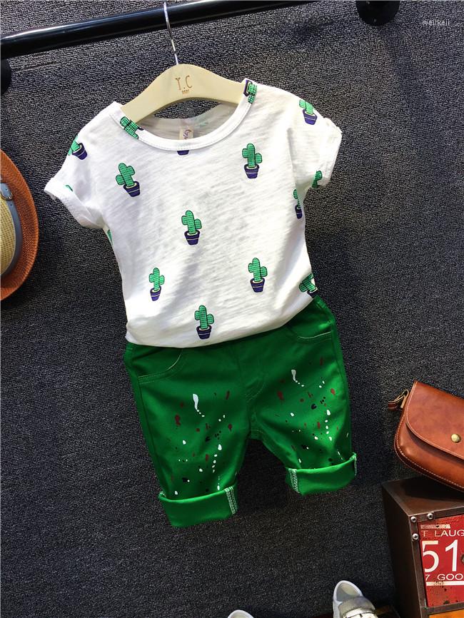 

Clothing Sets Retail 2022 Summer Boy O-Neck T-shirt Shorts Two Pcs Cotton Children Fashion Suits, Picture shown