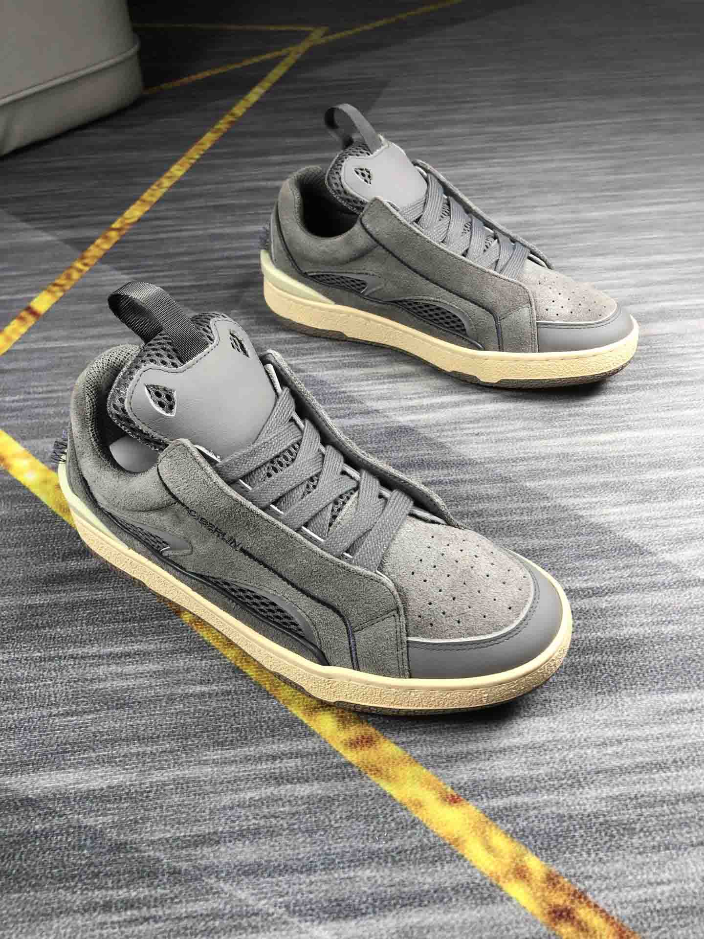 

Designer Casual Shoes Lanvins Bread Shoe Men Sneakers leather suede Air permeable mesh cloth New Forrest Gump Sports Versatile sneaker