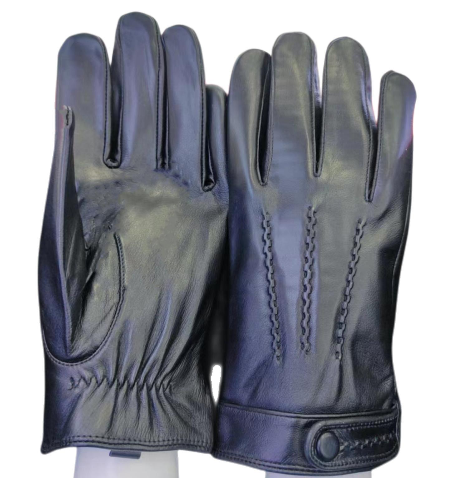 

Sheepskin gloves with velvet lining for warmth men and women can wear simple style without any accessories Available in black