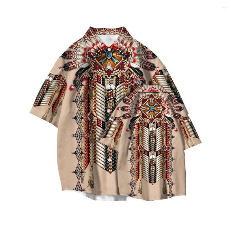 

Men's Casual Shirts Short Sleeve Shirt Nation Style Print Sportswear Harajuku Cardigan Thin Fashion Beach Streetwear Top, Wls00583