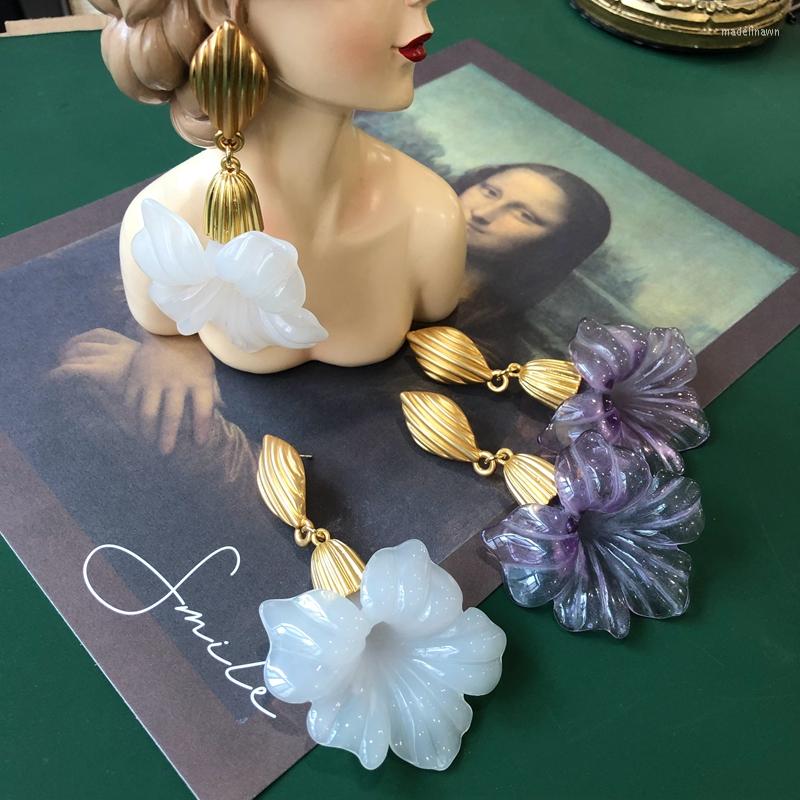 

Stud Earrings Elegant Flower Purple White Petal Alloy Jewelry Romantic Accessories Gifts
