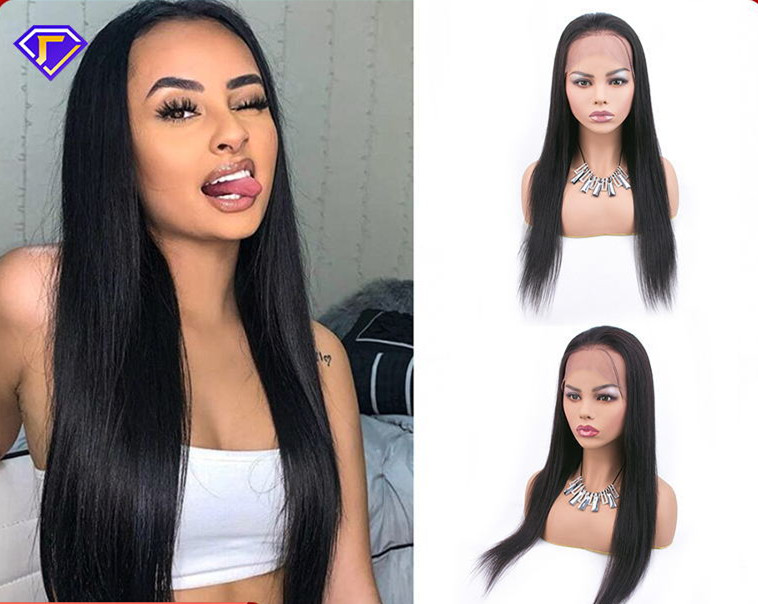 

13X4 HD Transparent Lace Frontal Wig Brazilian Straight Lace Front Wigs For Women Human Hair PrePlucked Hairline, Black