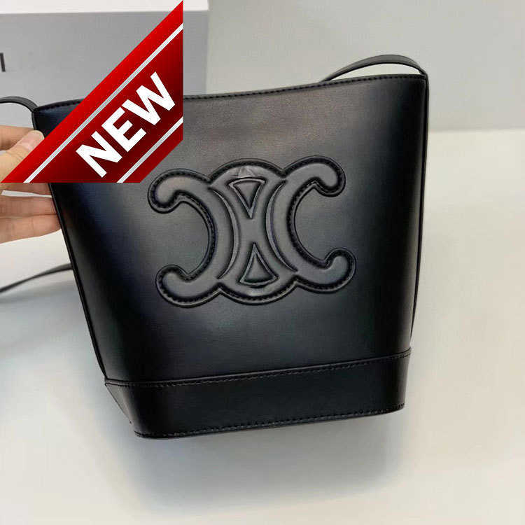 

Women's Designer Bags Triumphal Arch Bucket Bag Leather Large Capacity Female Minority Single Shoulder Messenger Bag Female Factory Direct Sales, Black6