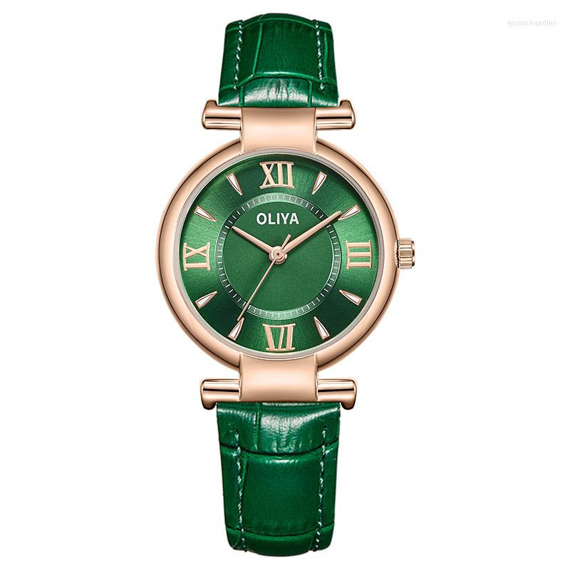 

Wristwatches Oliya Fashion Women Watches Ladies Top Leather Strap Bracelet Female Quartz Waterproof Watch, 512-6