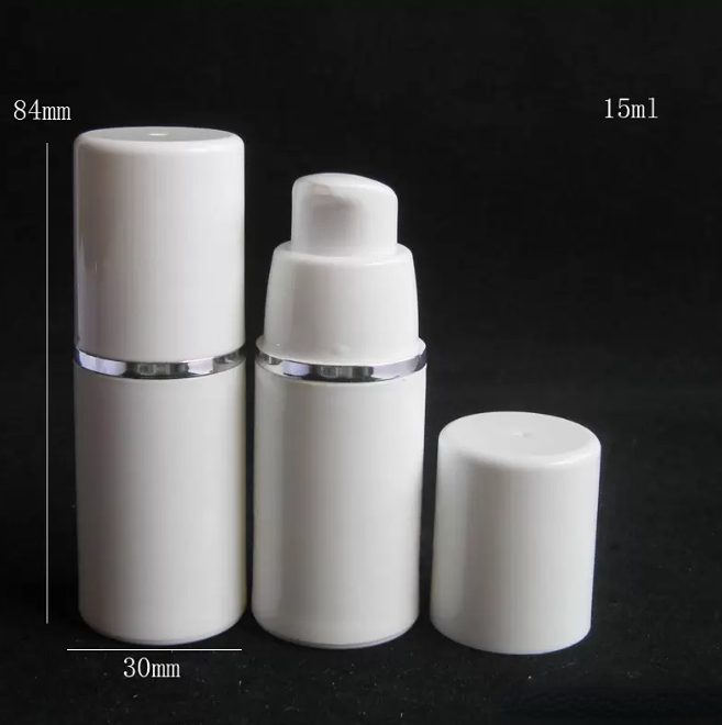 

Portable 15ml 30ml 50ml High Quality White Airless Pump Bottle -Travel Refillable Cosmetic Skin Care Cream Dispenser PP Lotion Packing Container
