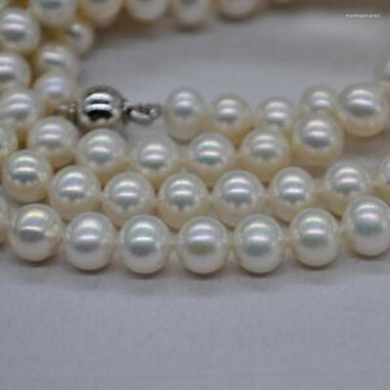 

Chains Gorgeous Natural Rainbow White8-9mm Round Freshwater Pearl Necklace 35"