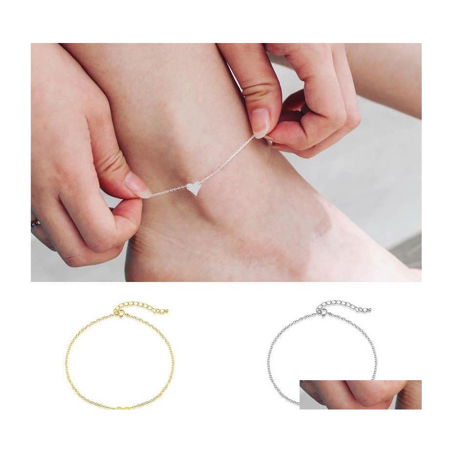 

Anklets Girl Fashion Simple Heart Ankle Bracelet Chain Beach Foot Sandal Jewelry C00021 Smad 183 R2 Drop Delivery Dhxos