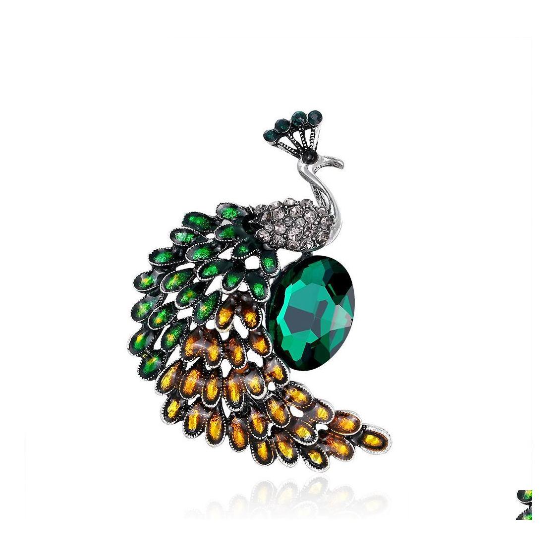 

Pins Brooches Elegant Womens Fashion Peacock Brooch Retro Creative Rhinestone Zircon Dress Accessories Jewelry Drop Delivery Dhxib
