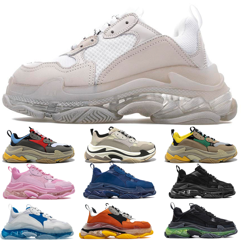 

Designer Shoes Casual Shoe Flat Sneakers Luxury Sneaker Women Leather Low Top Lace Up With Clear Sole Triple S Eur 36-45, #14 36-40