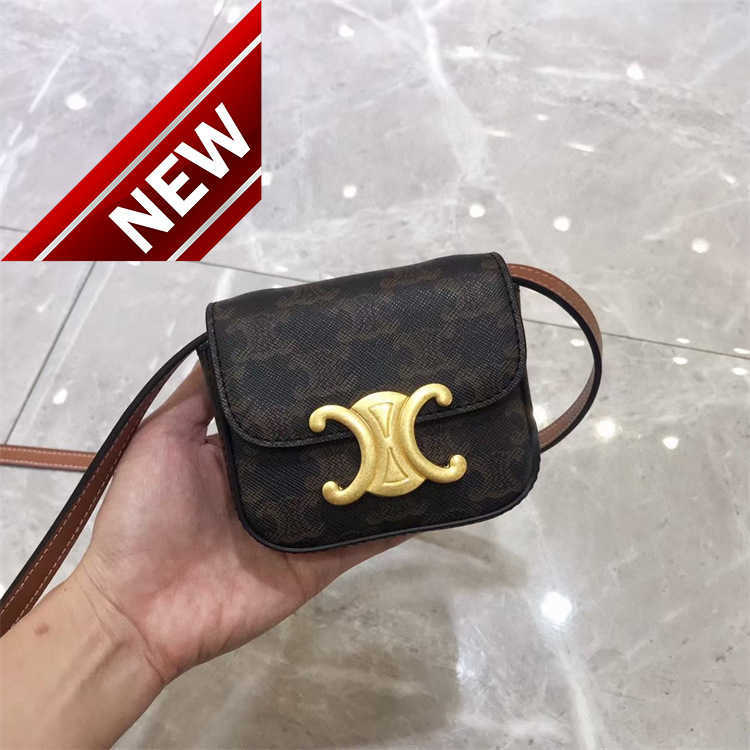 

Women's Designer Bags 2023 Early Spring New Triumphal Arch Bag Mini Earphone Messenger Cowhide Small Bag One Shoulder Zero Wallet Factory Direct Sales, Black5