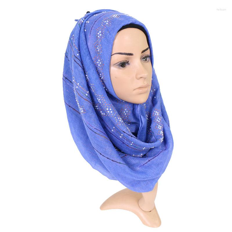 

Scarves 120pcs/lot Fashion Cotton And Linen Crystal Bead Scarf Shawl Pashmina/crystal Muslim Hijab