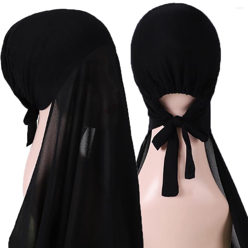 

Ethnic Clothing Scarves For Ladies Muslim Women Fashion Instant Chiffon Hijab With Bonnet Under Scarf Undercao Attached