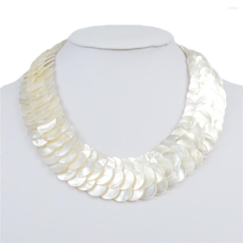 

Choker White Shell Necklace 3 Strands Statement Collar Fashion Fine Jewelry For Women Wedding Party Necklaces Gifts 18 Inch 45cm