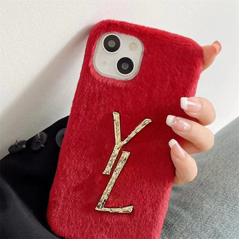 

Luxury Phone Cases For 14 Pro Max 13 Pro 12 Classic Letter Fashion Mobile Phone Case Wool Cloth With Soft Nap Phone Shell