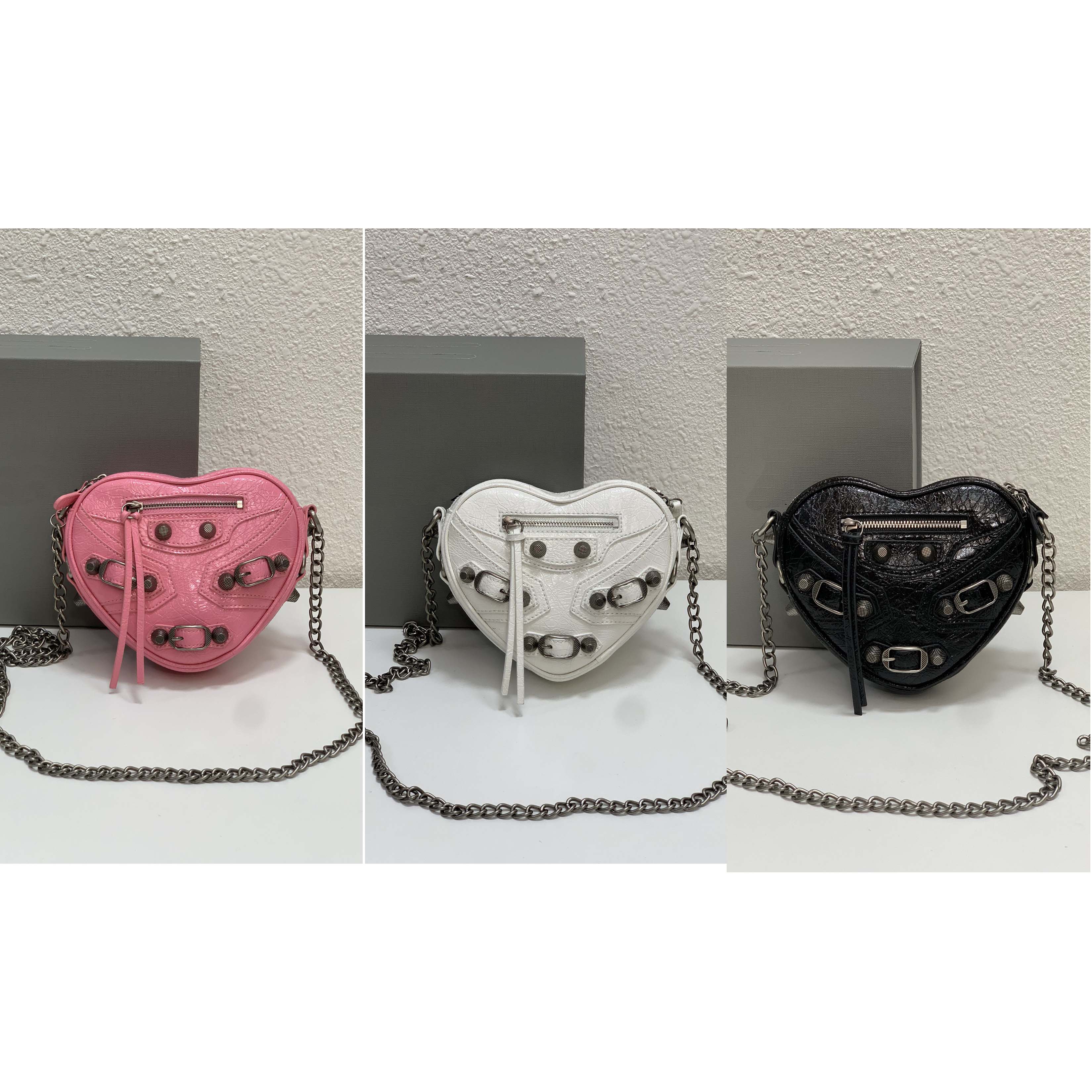 

Luxury Women Le Cagole Heart Motorcycle Shoulder Bags Designers Genuine Leather Crossbody Clutch Wallet Purse Pochette Retro Vintage, Customize