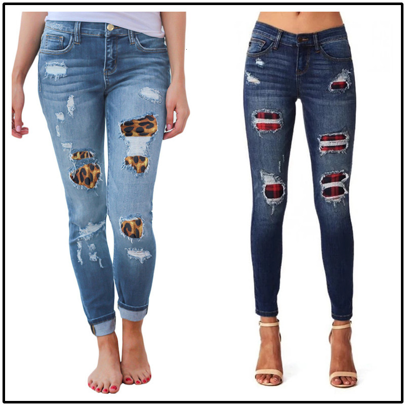 

Women s Jeans women s ripped leopard print jeans Fashion stretch Skinny denim pencil pants Street casual hipster S 2XL 221206, 0321