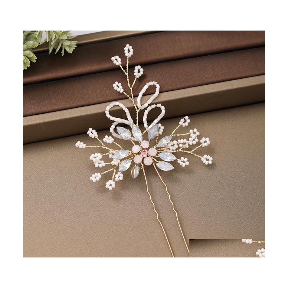 

Wedding Hair Jewelry Rhinestone Pearl Hairpin Tiara Bridal Hair Accessories Pin Jewelry Woman Accessory Hairclip Ornament Wedding Dr Dh16X