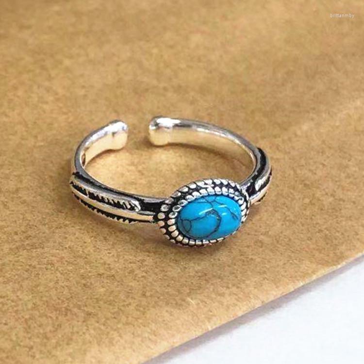 

Wedding Rings Punk Personality Retro Blue For Women Charm Engagement Men Vintage Knuckle Finger Jewelry