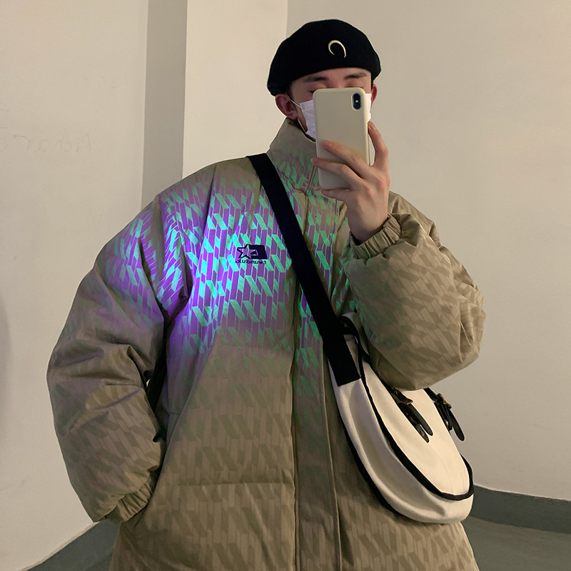 

Men s Down Parkas escence Plaid Pattern Puffer Jacket for Men Winter Fashion Trend Warm Clothing Teen Plus Size Bubble Coat Casual Streetwear 221206, Black