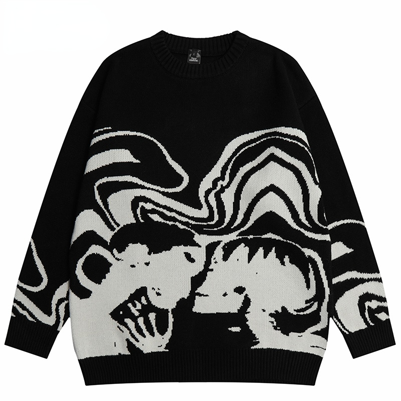 

Men's Sweaters HeeneBerry Men Women Retro Streetwear Sweater Painting Skull Graphic Hip Hop Knitted Vintage Pullover Casual Wool Hipster 221207, A280907 white