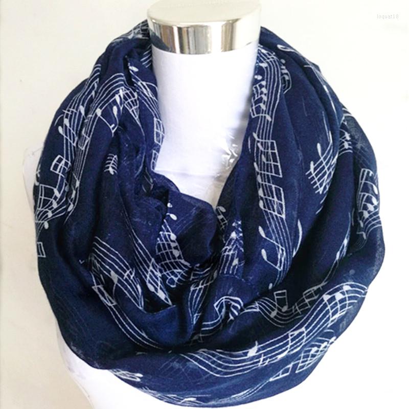 

Scarves Drop Fashion White Navy Music Note Sheet Piano Notes Script Print Infinity Ring Scarf Women Mother Gifts