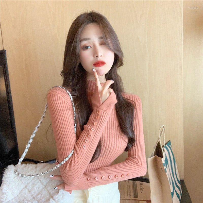 

Women's T Shirts Half Turtleneck Sweater With Women's Winter Bottoming Shirt Long-sleeved Knitted Top Blouses Korean Fashion T-shirts, Black