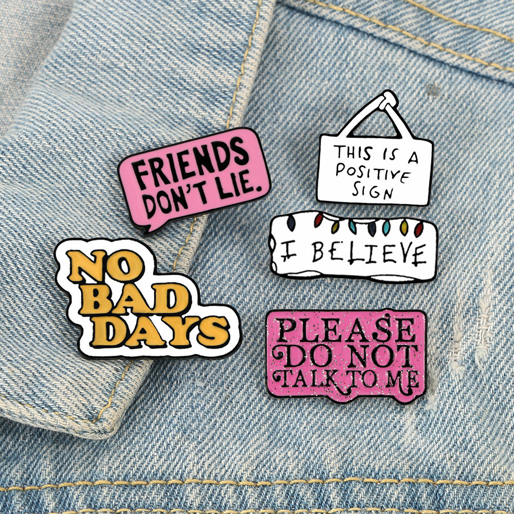 

STRANGER THINGS Enamel Pins TV Series Eleven Brooch Friends don't lie Badge Denim Shirt Lapel Pin Gothic Jewelry Gift for Fans please don't talk to me, Color #1