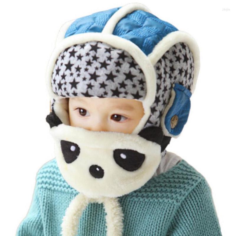 

Berets Doit Baby Boy Bomber Hat Thicken Cartoon Panda Winter Beanies Fur Inside Child Hats Kids Girls Earflap Caps, Red