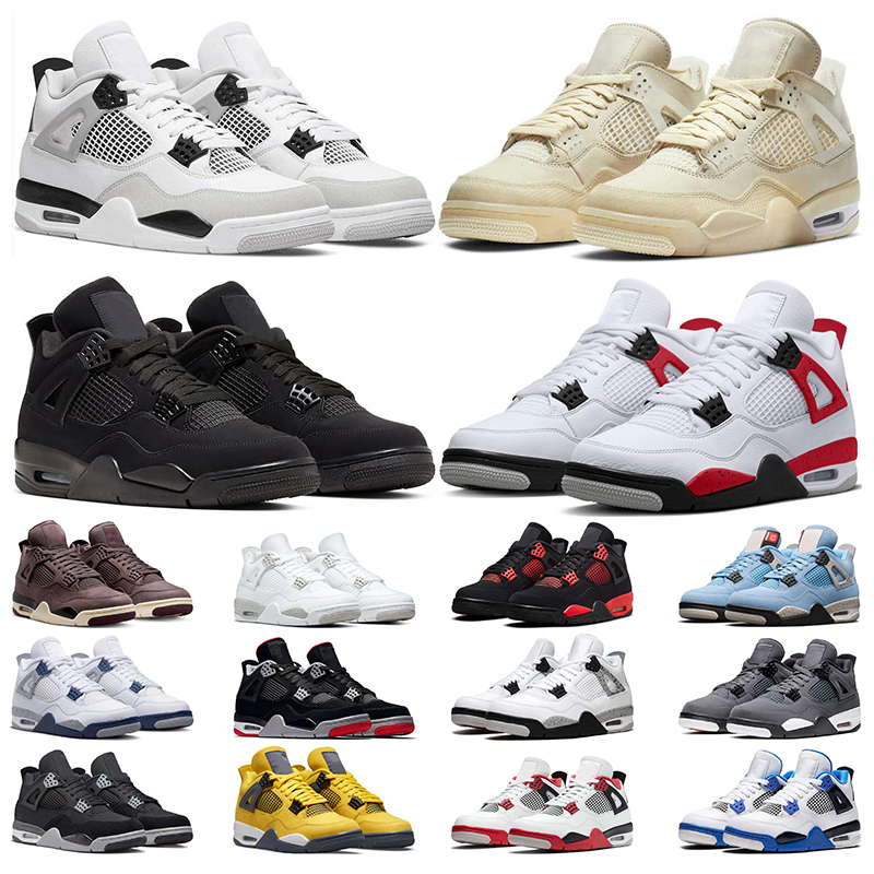

mens basketball shoes 4s x sail mens trainers Military Black Cat Red Thunder White Cement University Blue Violet Ore Bred womens men sports sneakers, 27