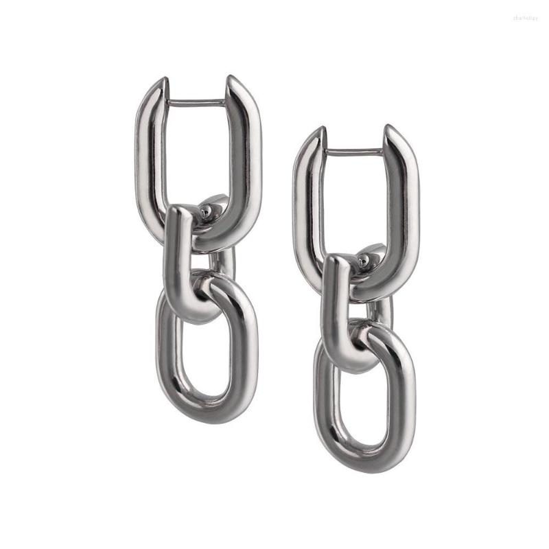 

Stud Earrings Retro Geometric Long Thick Chain Exaggerated Metal Steel