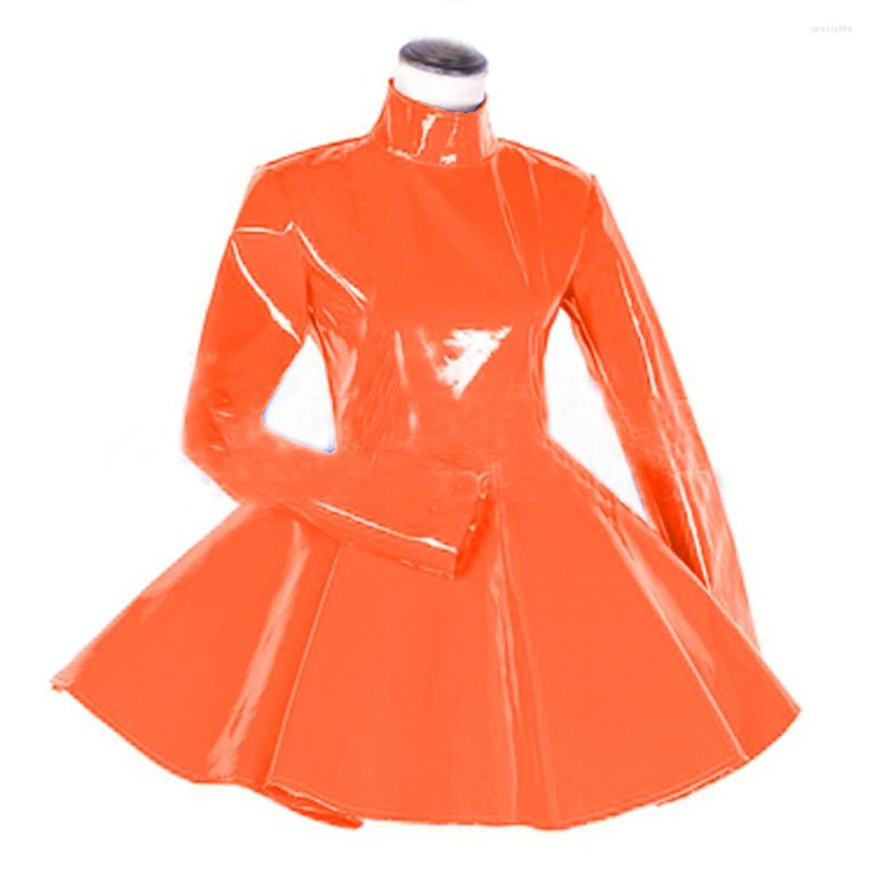 

Casual Dresses Long Sleeve Women Dress Turtleneck For PVC Leather Elegant Party Cute Lolita Plus Size Bridesmaid, Dark red