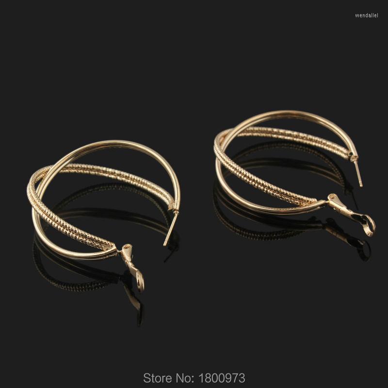 

Hoop Earrings Fashion Two Circle Rose Gold Color Big Earring For Women Gift Jewelry Female