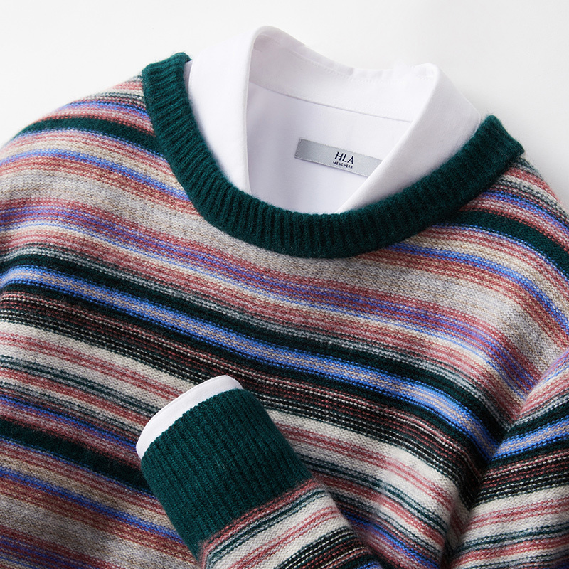 

Men' Sweaters MVLYFLRT Cashmere Sweater Autumn and Winter Round Neck Pullover 100 Merino Wool Fashion Vintage Stripe Knit Tops 221207, Camel