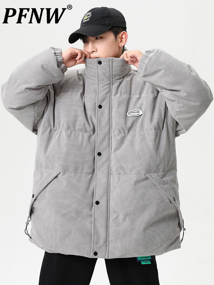 

Mens Down Parkas PFNW Winter Autumn Fashion Casual Cotton Coat Solid Color Padded Loose Chic High Street Jackets 12A5635 221207, Black