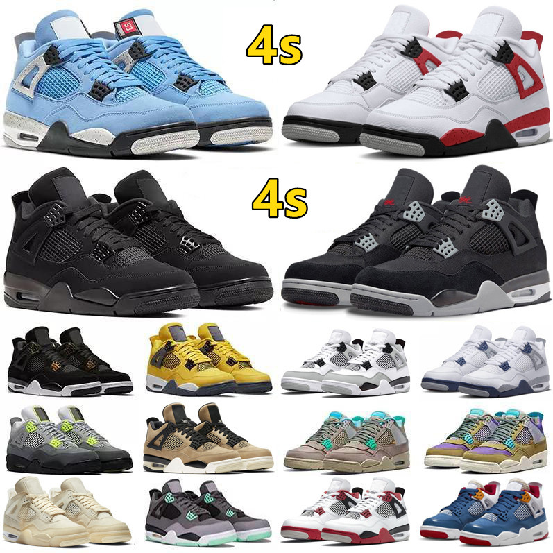 

4 4s mens basketball shoes Violet Ore Military Black Cat Canvas Red Cement Sail University Blue Bred Cool Grey Starfish Union x Noir men women trainers sports sneakers, Color#2