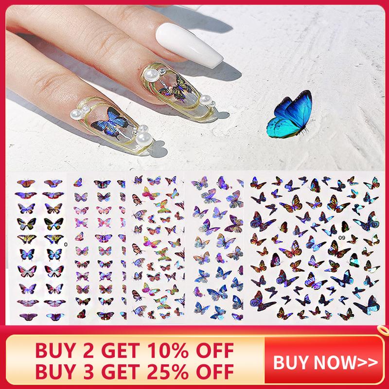 

Nail Art Decorations 1/3sheet Sticker Embossed Streamer Multicolor Butterfly Shiny DIY Decoration Accesoires Polish Film