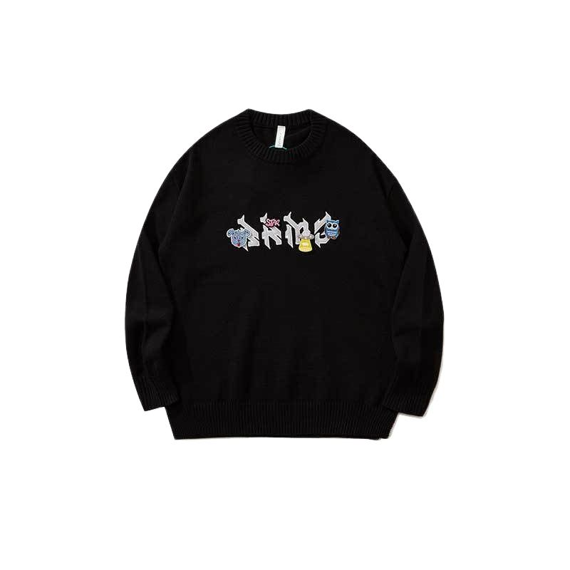 

Men's Sweaters 2022 Japan Style Letter Embroidery Harajuku Men Y2k Jumper Sweater Round Neck Couples Knitwear Women Pullover Sueter Masculin, Pink