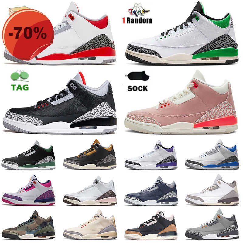 

High shoes 3s Jump Basketball Shoes Men 3 UNC Rust Pink Lucky Pine Green Fragment Infrared Sneakers Fire Cardinal Red Tinker Off Pure White Black Cat, C12 lucky green 40-47