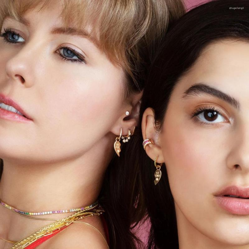 

Hoop Earrings Cz Mini Small Hoops With Lovely Heart Charm Fashion Jewelry 925 Sterling Silver Pendant Earring